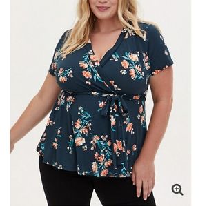 Nwot Navy Crepe Wrap Top from Torrid size 2